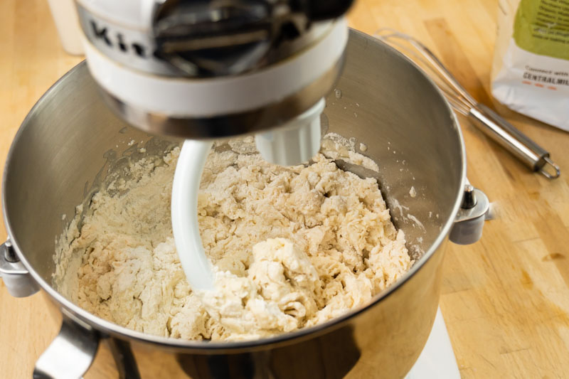 Mixing dough for pretzel rolls