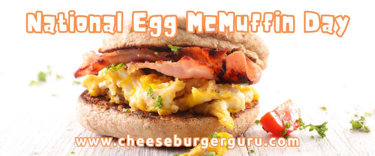 National Egg McMuffin Day promotion image with an egg sandwich and promo text